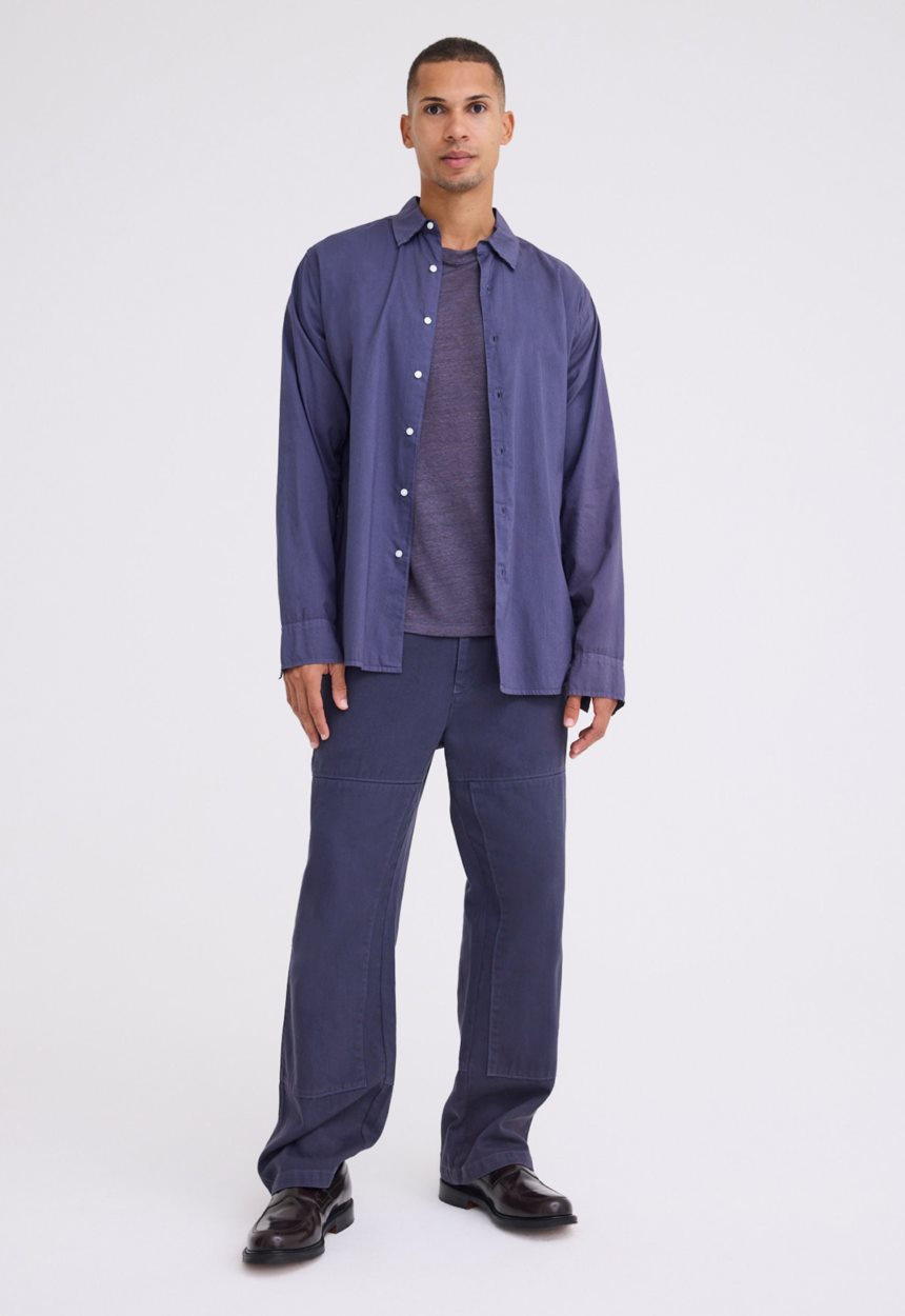 Jac + Jack Folded Collar Cotton Shirt - Sly Blue